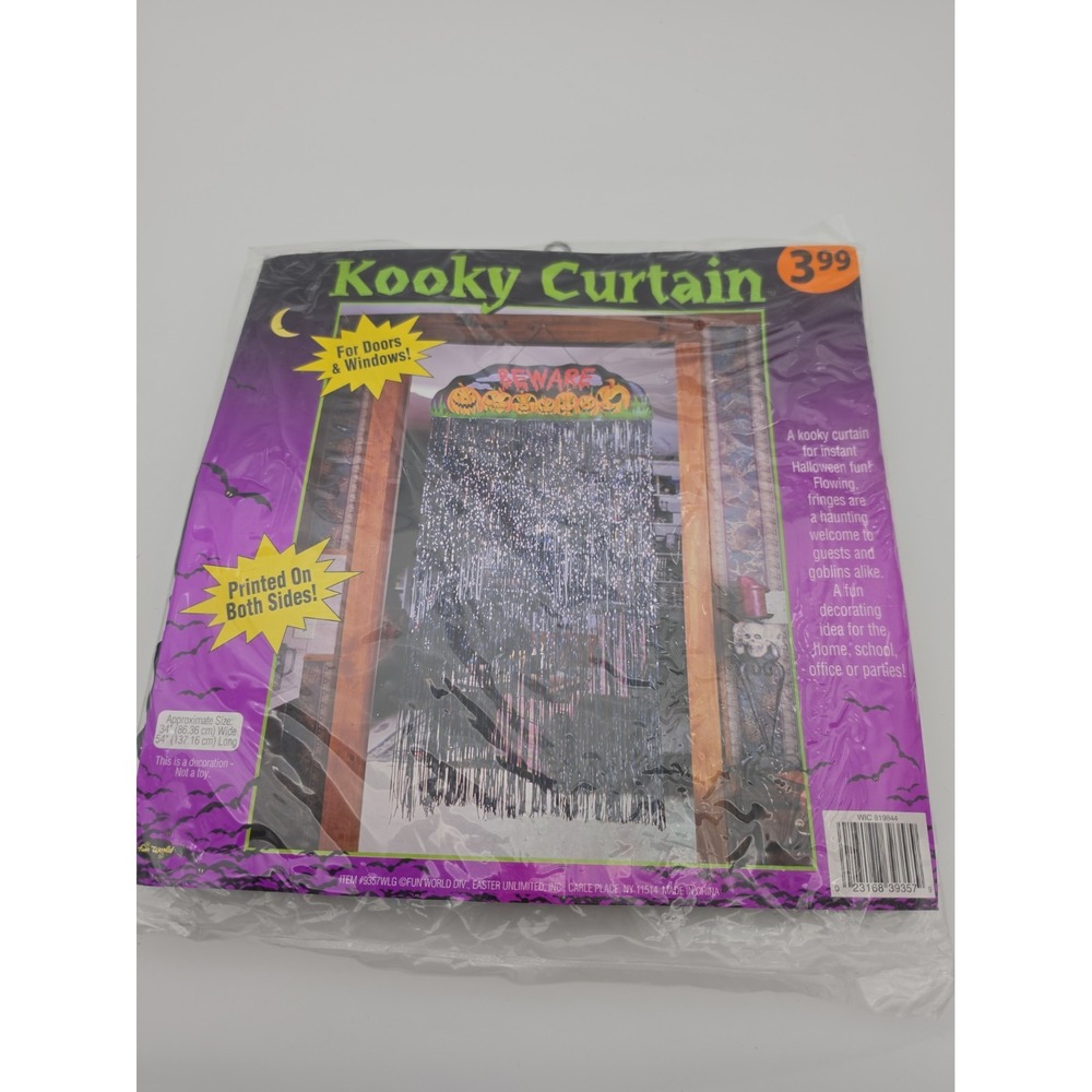 NEW Fun World Kooky Curtain Decoration Door Fringe Drape Beware Pumpki Halloween
